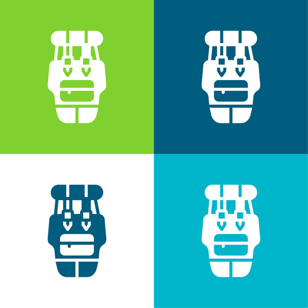 Рюкзак Четыре цвета минимальный набор значков - Вектор,изображение