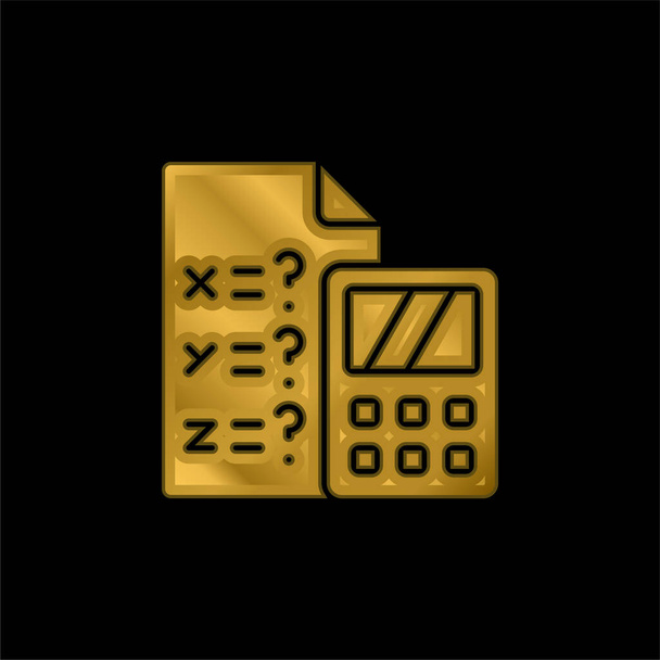 Álgebra chapado en oro icono metálico o logo vector - Vector, imagen