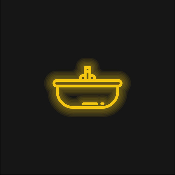 Vasca da bagno giallo incandescente icona al neon - Vettoriali, immagini