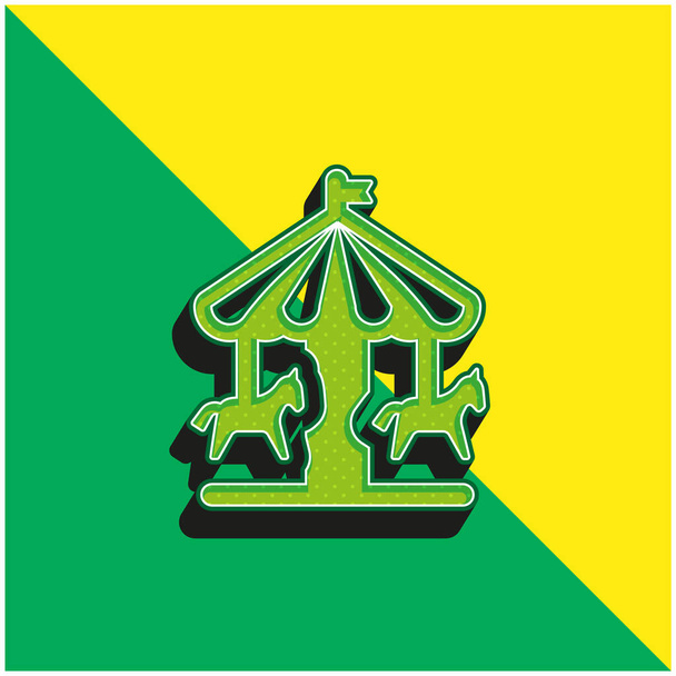 アミューズメントパーク緑と黄色の現代的な3Dベクトルのアイコンのロゴ - ベクター画像