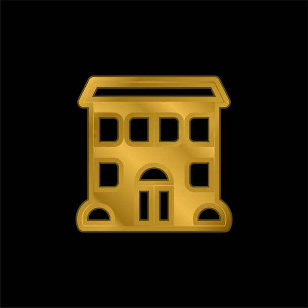 Apartamento chapado en oro icono metálico o logo vector - Vector, imagen