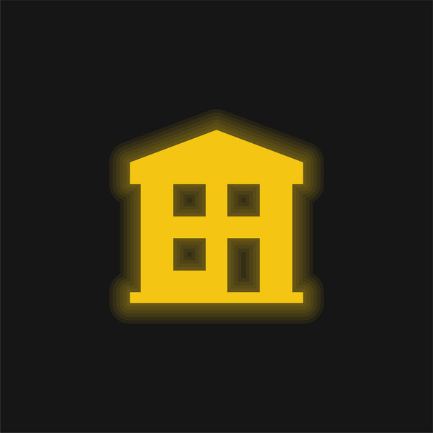 Wohnung gelb glühende Neon-Symbol - Vektor, Bild