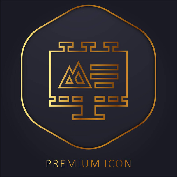 Billboard línea de oro logotipo premium o icono - Vector, imagen