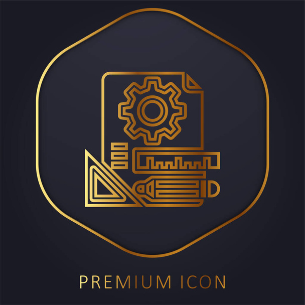 Blueprint linha dourada logotipo premium ou ícone - Vetor, Imagem