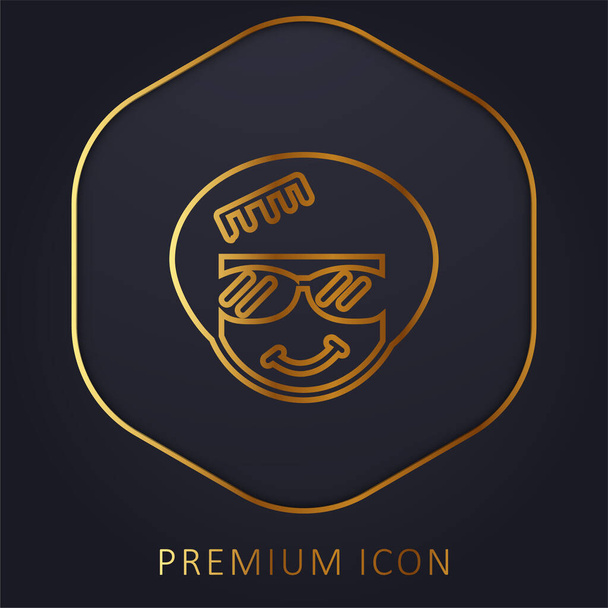 Afro linea dorata logo premium o icona - Vettoriali, immagini