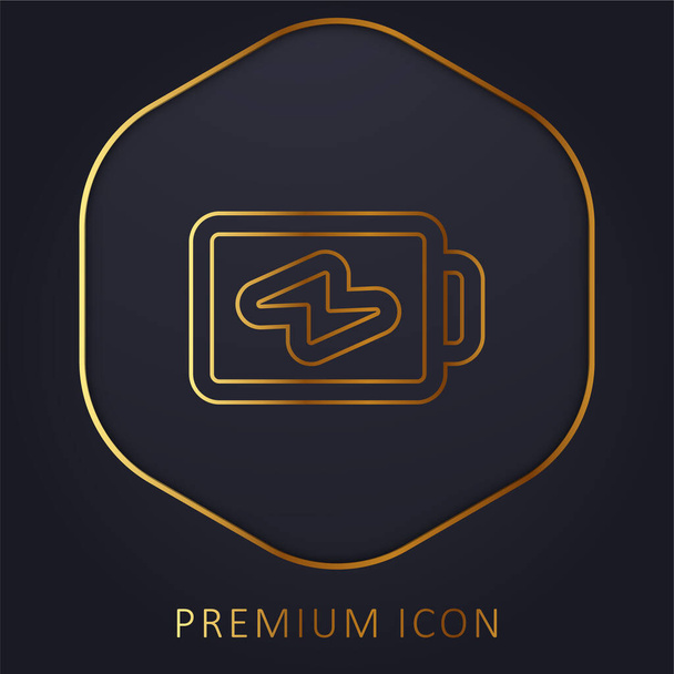 Akkumulátor horizontális vázlat egy Bolt arany vonal prémium logó vagy ikon - Vektor, kép
