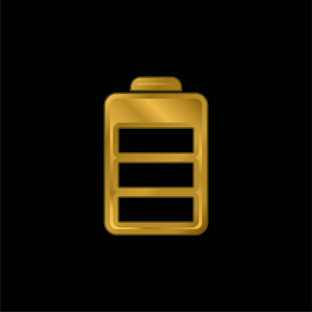 Batarya Durumu Altın kaplama metalik simge veya logo vektörü - Vektör, Görsel