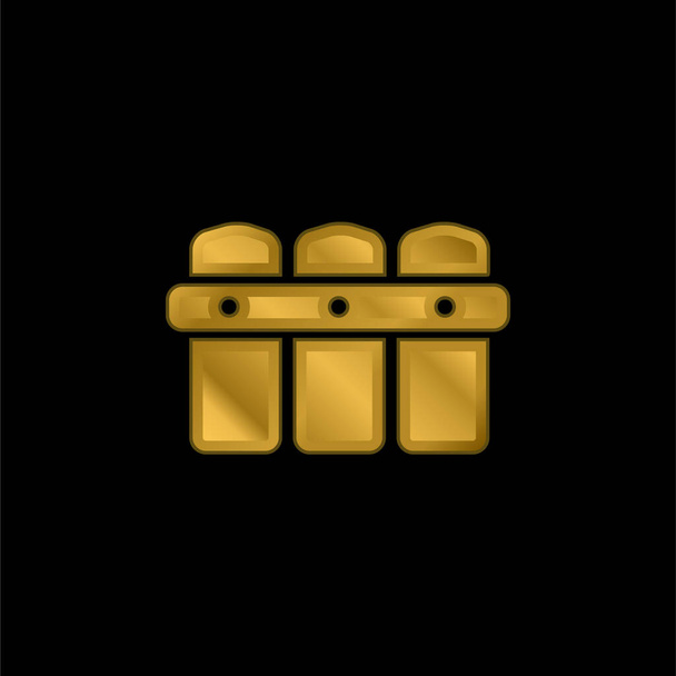 Valla negra chapado en oro icono metálico o logo vector - Vector, imagen