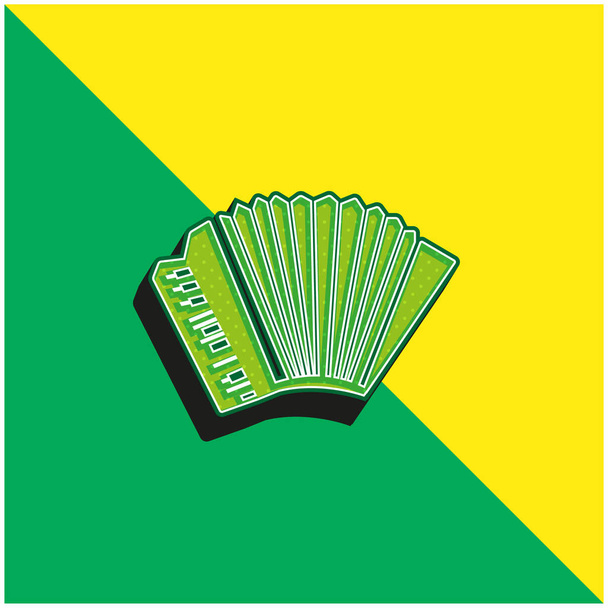 Harmonikka Vihreä ja keltainen moderni 3d vektori kuvake logo - Vektori, kuva