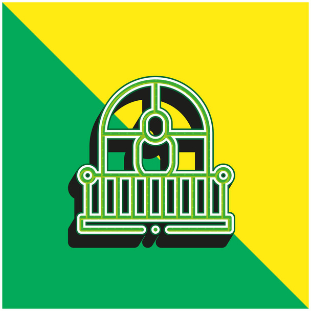 Erkély Zöld és sárga modern 3D vektor ikon logó - Vektor, kép