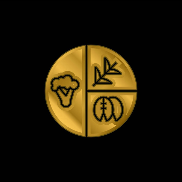 Металлическая икона или вектор логотипа с золотой диетой - Вектор,изображение