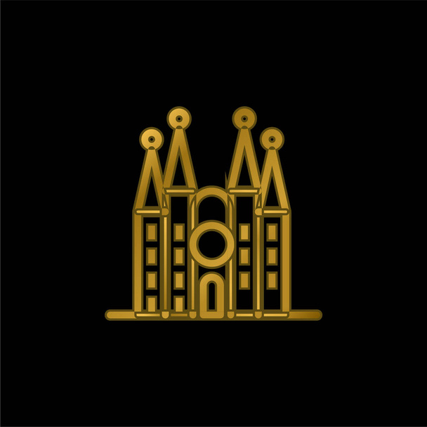 Icono metálico chapado en oro de Barcelona o logo vector - Vector, Imagen