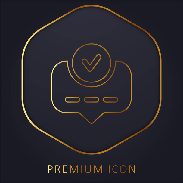 Accept golden line premium logo or icon - Vector, Image