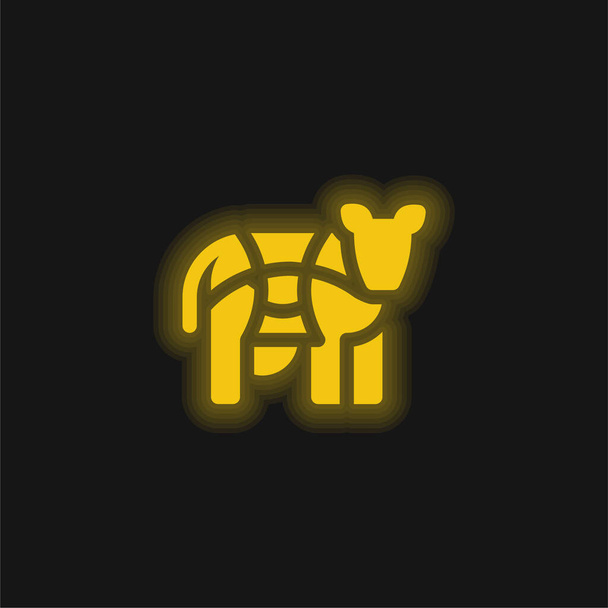 Marhahús sárga izzó neon ikon - Vektor, kép