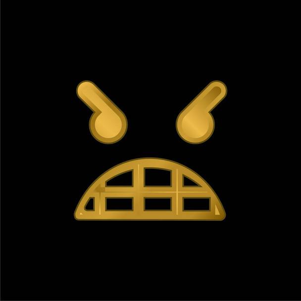 Dühös Emoticon Arccal aranyozott fém ikon vagy logó vektor - Vektor, kép