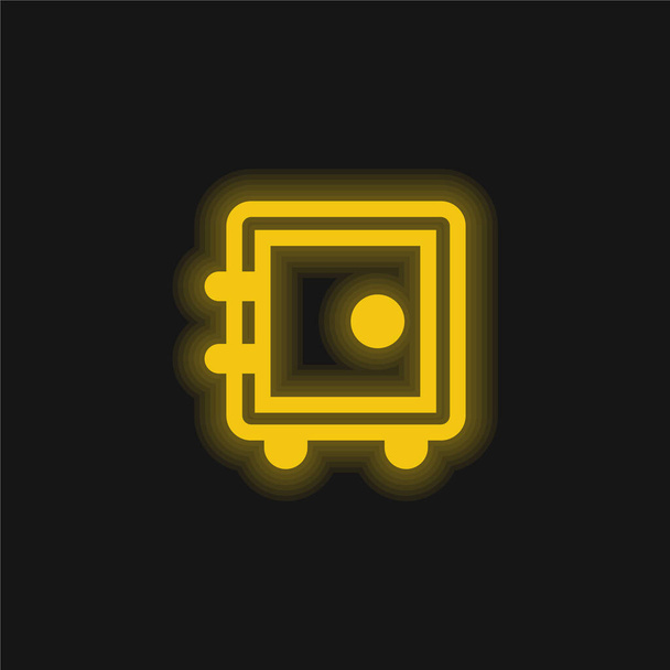 大きなセーフボックス黄色の輝くネオンアイコン - ベクター画像