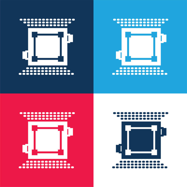 Pierścień bokserski niebieski i czerwony zestaw czterech kolorów minimalny zestaw ikon - Wektor, obraz