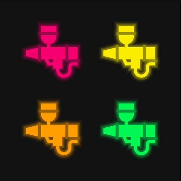 Airbrush cztery kolory świecące neon wektor ikona - Wektor, obraz