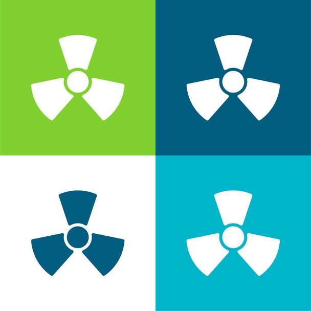 Biohazard Flat conjunto de iconos mínimo de cuatro colores - Vector, imagen