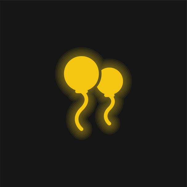Ilmapallot keltainen hehkuva neon kuvake - Vektori, kuva