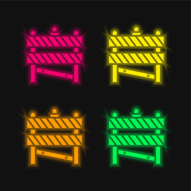 Barriera quattro colori incandescente icona al neon vettore - Vettoriali, immagini