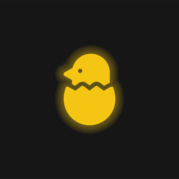 鳥の黄色の輝くネオンアイコン - ベクター画像