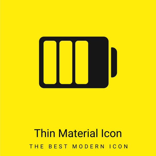 Battery Status With Three Quarters Charged minimal bright yellow material icon - Vector, Image