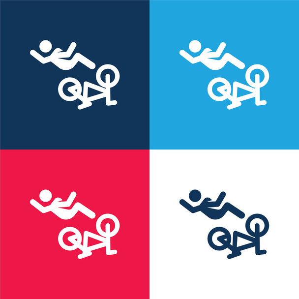 Wypadek niebieski i czerwony zestaw czterech kolorów minimalny zestaw ikon - Wektor, obraz