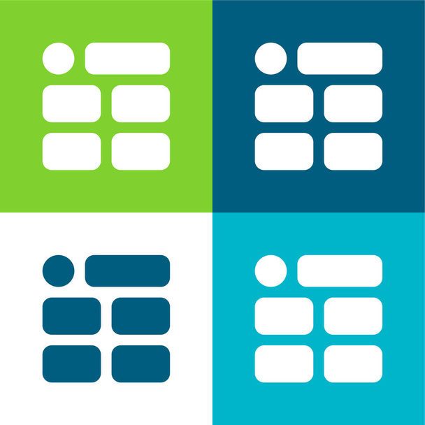 Bloki Płaskie cztery kolory minimalny zestaw ikon - Wektor, obraz