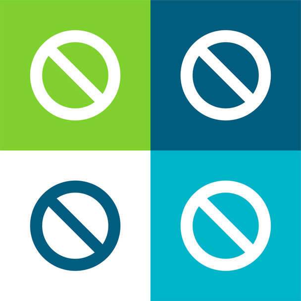 Banned Sign Flat conjunto de iconos mínimos de cuatro colores - Vector, imagen