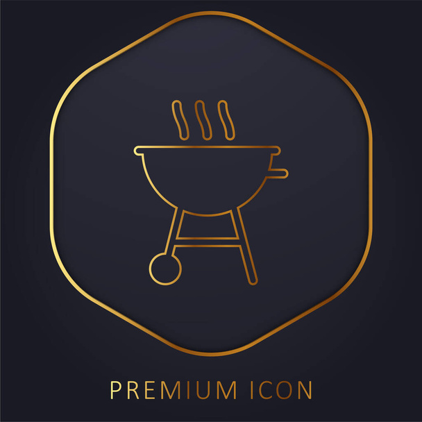 Bbq linea dorata logo premium o icona - Vettoriali, immagini