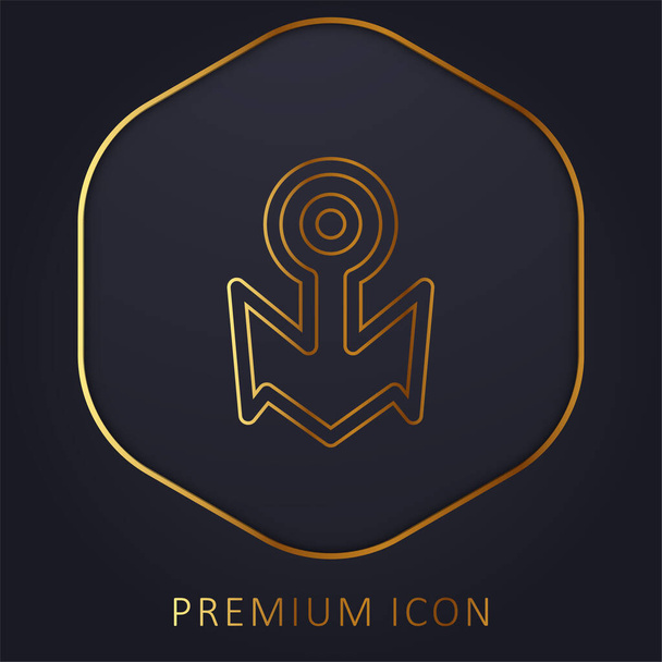 Boat Anchor golden line premium logo or icon - Vector, Image