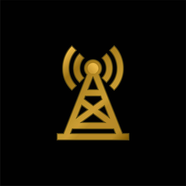 Antena chapado en oro icono metálico o logo vector - Vector, Imagen