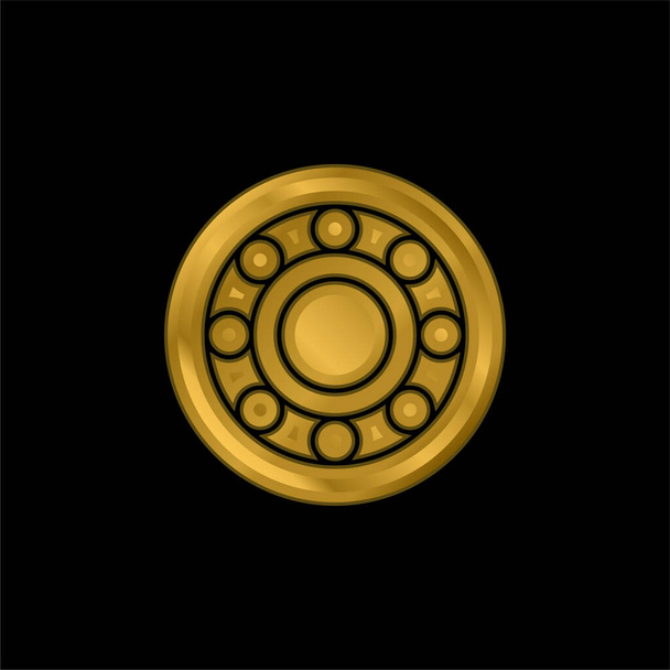 Alloy Wheel aranyozott fémbevonatú ikon vagy logó vektor - Vektor, kép