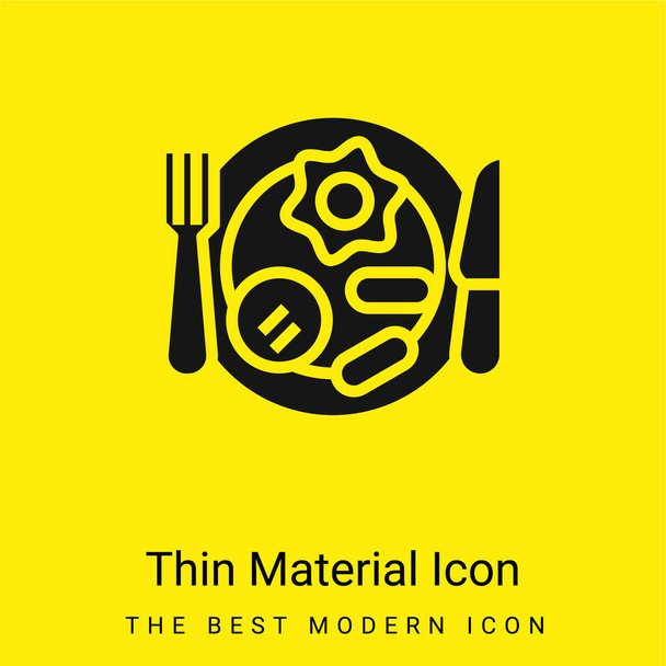 Breakfast minimal bright yellow material icon - Vector, Image