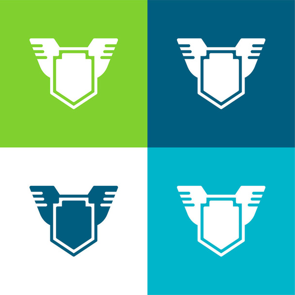 Badge Flat vier kleuren minimale pictogram set - Vector, afbeelding