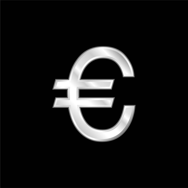 Big Euro Symbol silver plated metallic icon - Vector, Image