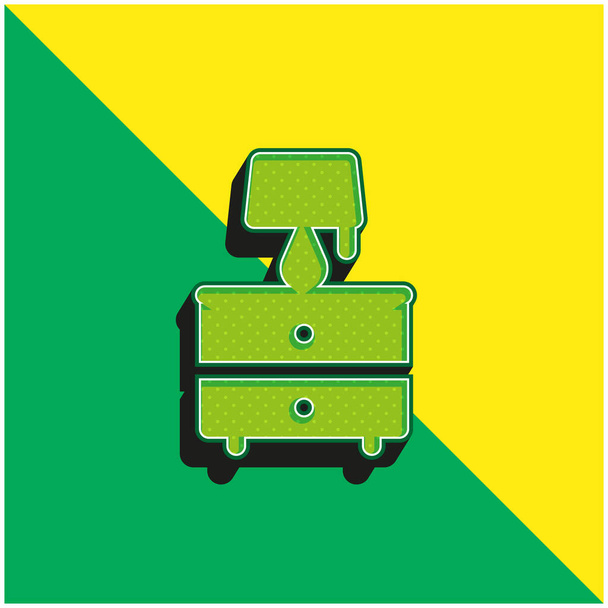 Noční stolní zelená a žlutá moderní 3D vektorové logo ikony - Vektor, obrázek