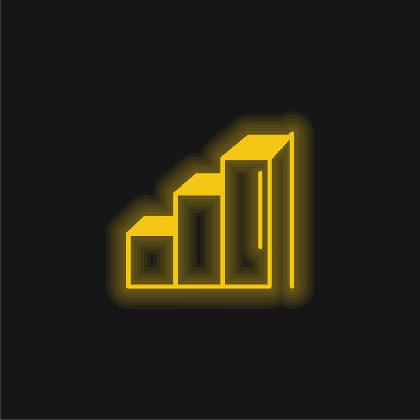 Ascendente Barre Grafica giallo incandescente icona al neon - Vettoriali, immagini