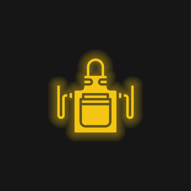 Fartuch żółty świecący neon ikona - Wektor, obraz