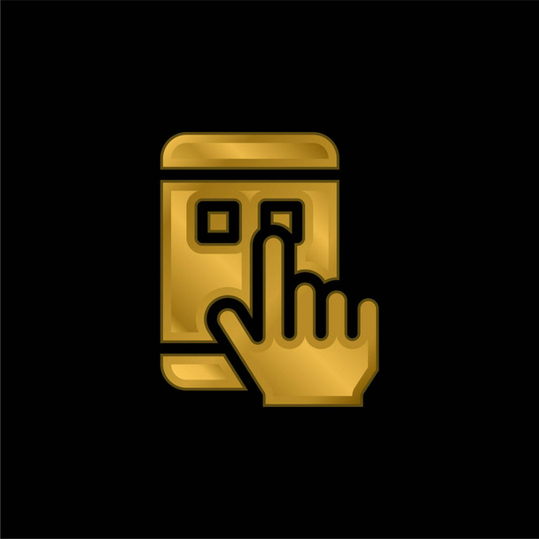 App gold plated metalic icon or logo vector - Vector, Image