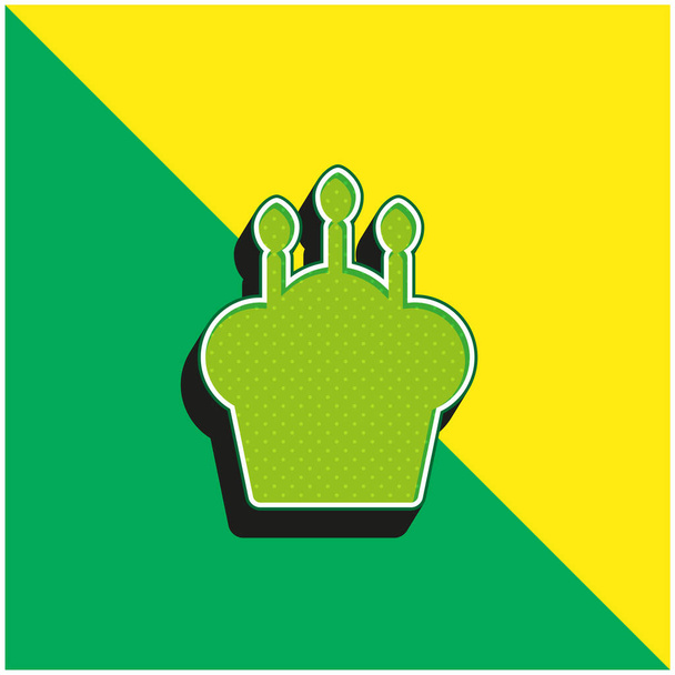 Geburtstagstorte Grün und gelb modernes 3D-Vektor-Symbol-Logo - Vektor, Bild