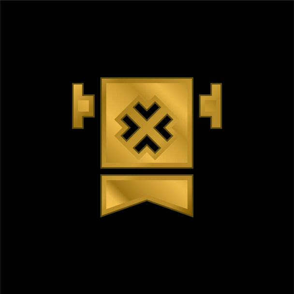 Banner chapado en oro icono metálico o logotipo vector - Vector, imagen