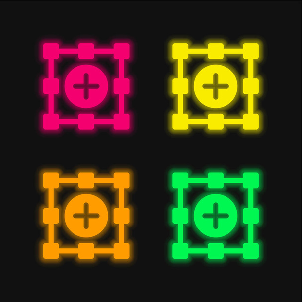 Add Selection four color glowing neon vector icon - Vector, Image