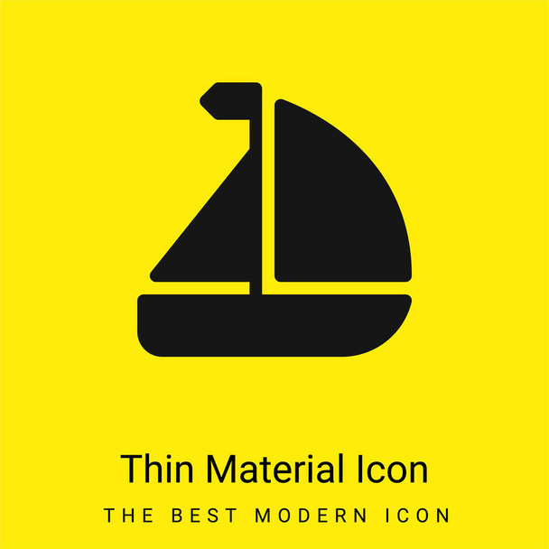 Boat minimal bright yellow material icon - Vector, Image