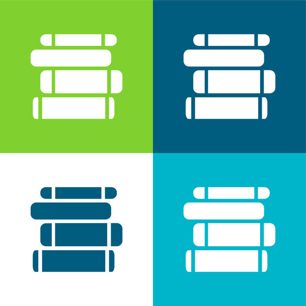 Set di icone minimali a quattro colori Flat Book Pile - Vettoriali, immagini