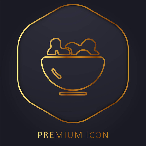 Bowl línea de oro logotipo premium o icono - Vector, Imagen