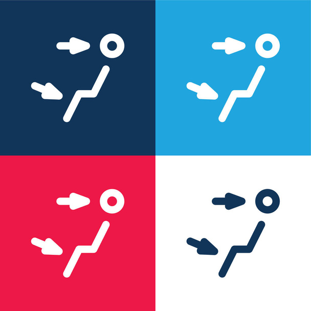 Air Outlet blue and red four color minimal icon set - Vector, Image
