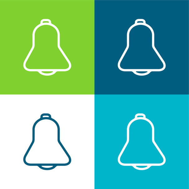 Bell Περίγραμμα Διεπαφή Σύμβολο Επίπεδη τέσσερις χρώμα ελάχιστο σύνολο εικονιδίων - Διάνυσμα, εικόνα