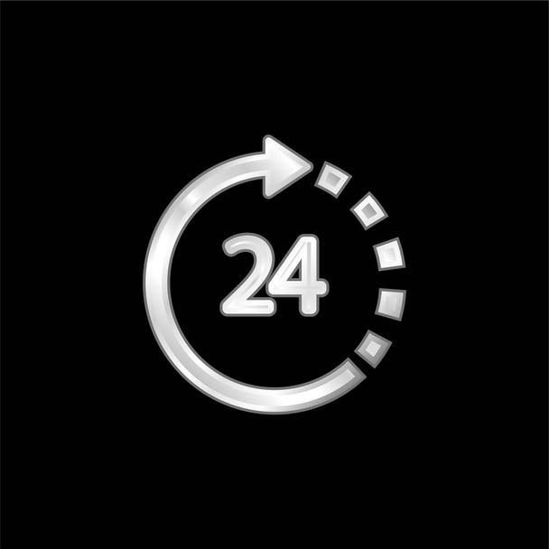 24 Heures Support argent plaqué icône métallique - Vecteur, image